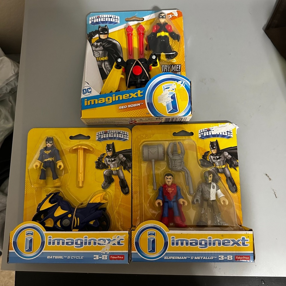 Imaginext DC Super Friends Lot Red Robin Batgirl Superman Metallo Fisher Price